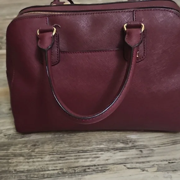 Michael Kors Burgandy and Gold Studded Satchel - Picture 2 of 3